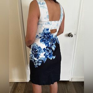 Maeve casual Dress, Size US 8, 
Color Blue and white, with flowers
